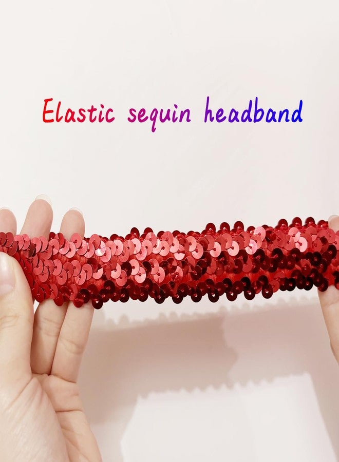 XKTEI 2 Pieces 1920s Flapper Headband,Sequins Feather Headpiece,Mardi Gras Carnival Party Headwear Costume Accessory,Women Girls (Red, Free Size) - Image 3